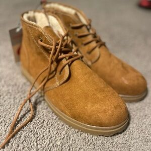Cat & Jack Kids Boys Lace Up Tan Brown Faux Fur Chukka Boots NWT